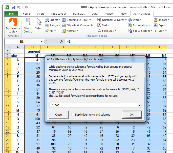 ASAP Utilities For Excel Blog Tip Quickly Perform A Calculation On All Selected Cells At Once