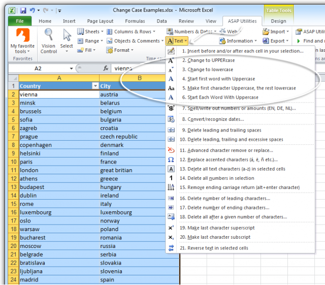 ASAP Utilities For Excel Blog Tip Quickly Change The Text case In 