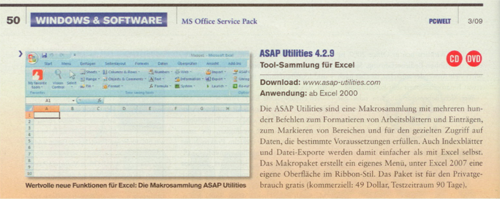 Review ASAP Utilities in the German magazine PC Welt