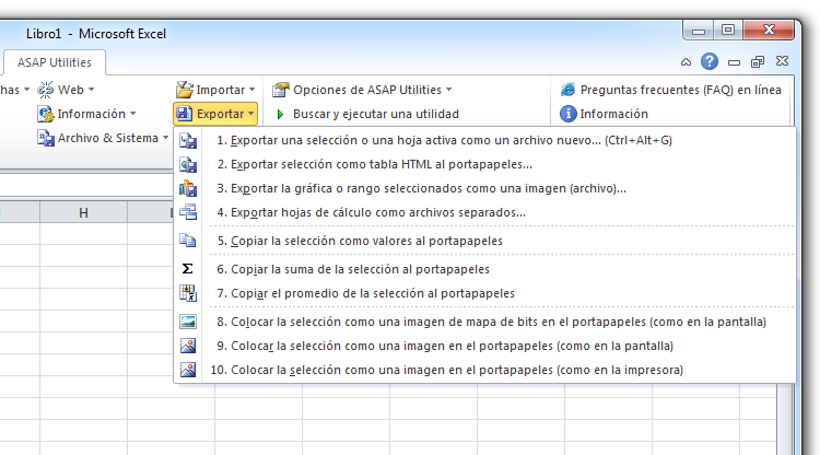 ASAP Utilities for Excel - “Exportar” utilities - ASAP Utilities ...