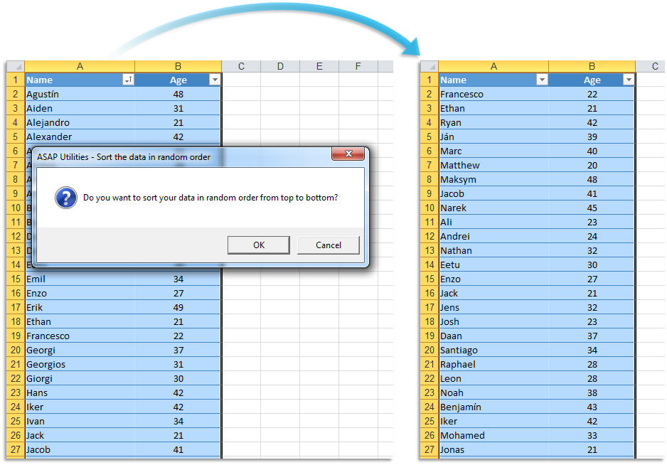 ASAP Utilities For Excel Range Sort The Data In Random Order ASAP 