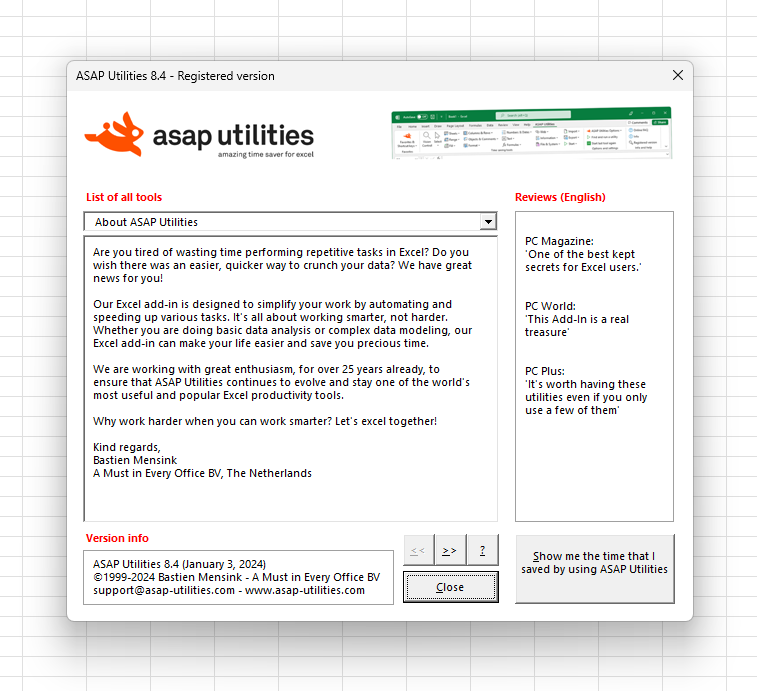 ASAP Utilities » Info