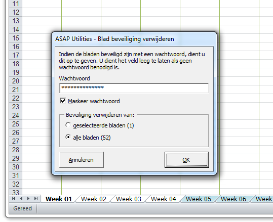 Postcode verbannen toezicht houden op ASAP Utilities for Excel - Bladen » Beveiliging verwijderen van meerdere  bladen in één keer tegelijk... - Bijschrijving van de Excel tools in ASAP  Utilities (Nederlands (Dutch))