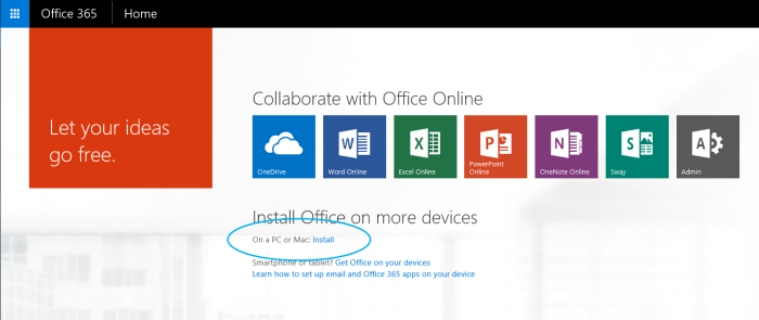 Office 365 install on a PC or Mac - Install