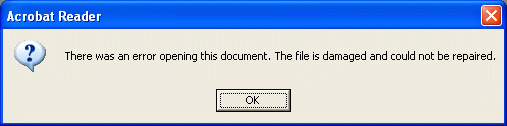 Old version Adobe Acrobat: Error damaged document