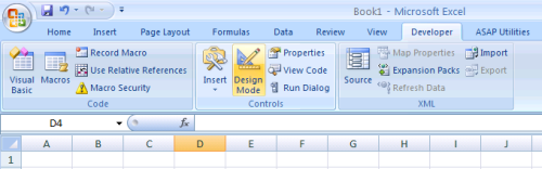 Put Excel in Design mode via the Developer tab