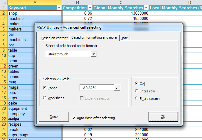 ASAP Utilities For Excel Blog Tip Quickly Select Or Filter By 