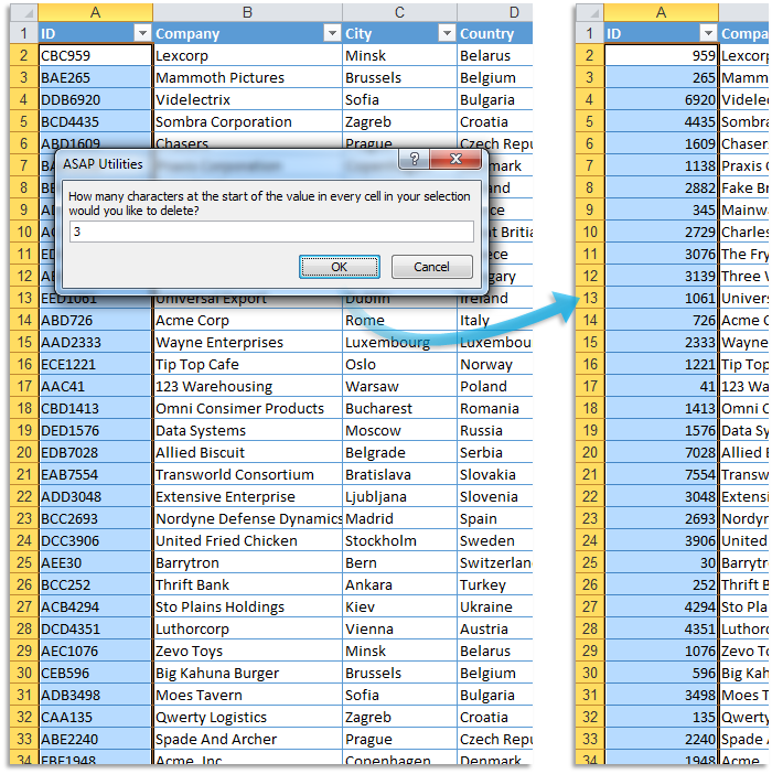 ASAP Utilities For Excel Blog Tip Easily Remove Leading Characters