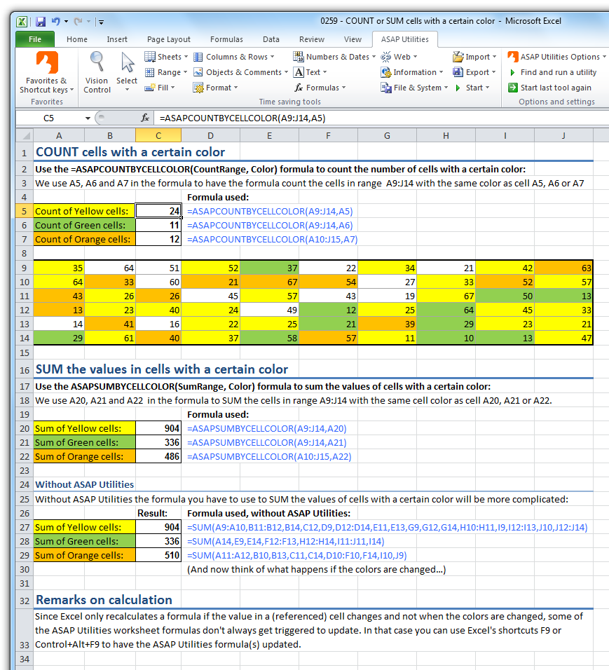 ASAP Utilities For Excel Blog Tip Easily COUNT Or SUM Cells Based 