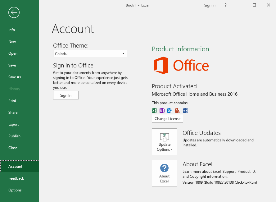 what is the latest version of excel 2016