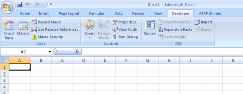 ASAP Utilities For Excel Blog Excel 2007 Show The Developer Tab Or 