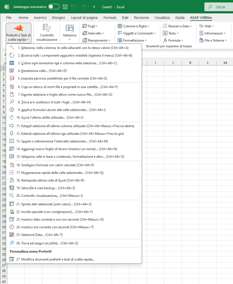 ASAP Utilities  ›  Preferiti e Tasti di scelta rapida  (Click to zoom)