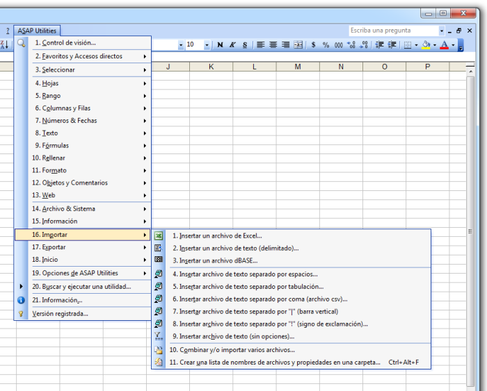 “importar” Utilities Asap Utilities Descripción De Sus Herramientas De Excel Español Spanish 6799