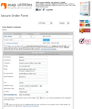 Open full-size screenshot: Example how to fill in the order form