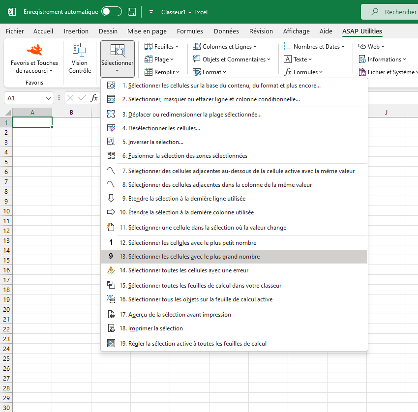Sélectionner  ›  13 Sélectionner les cellules avec le plus grand nombre