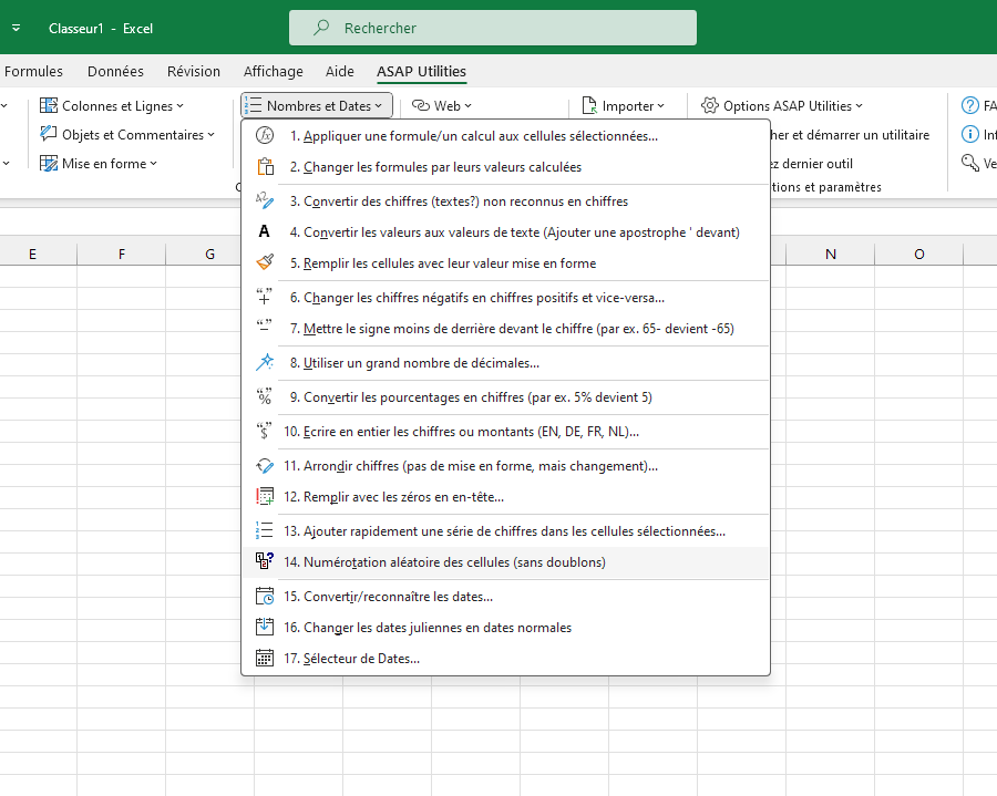 Nombres et Dates  ›  14 Numérotation aléatoire des cellules (sans doublons)