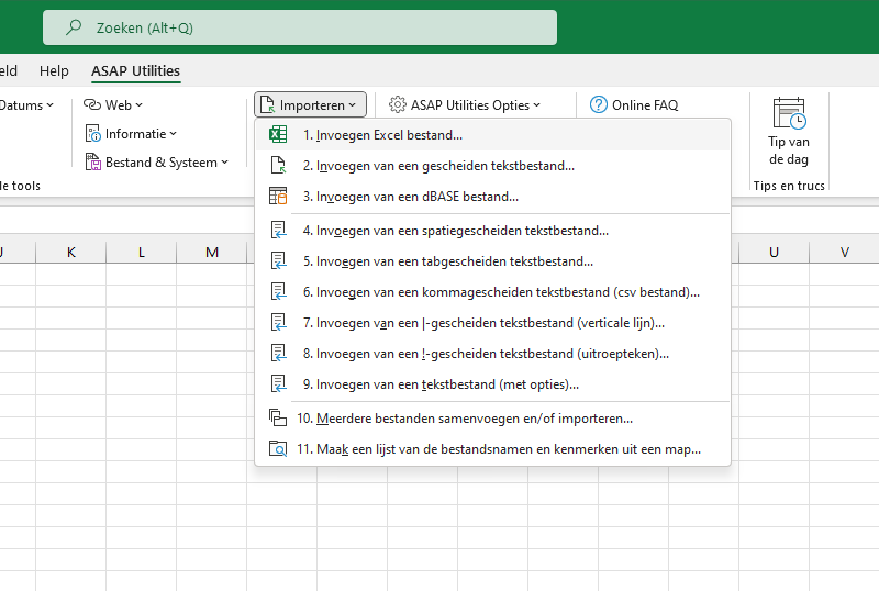 Importeren  ›  1 Invoegen Excel bestand...