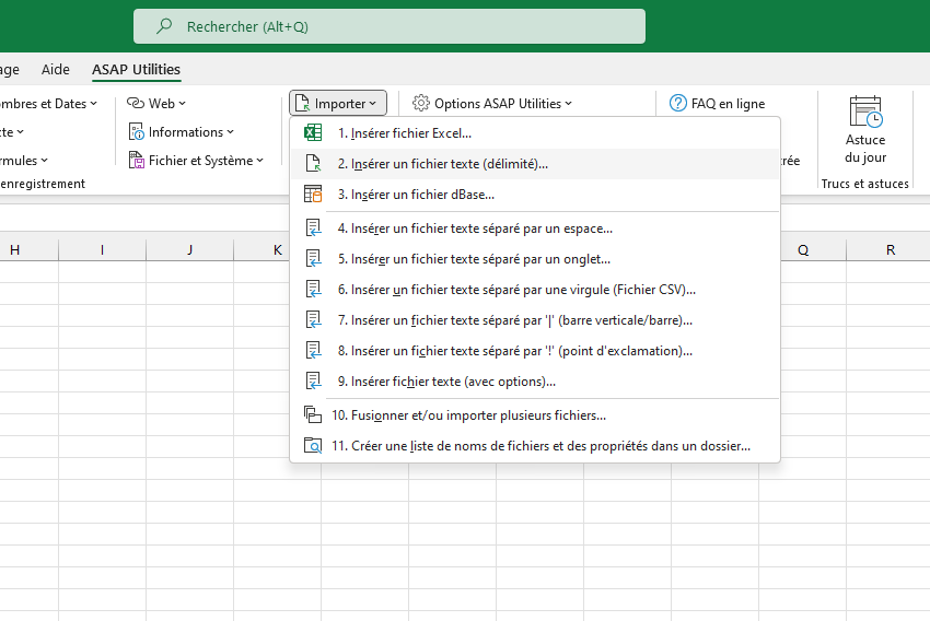 Importer  ›  2 Insérer un fichier texte (délimité)...
