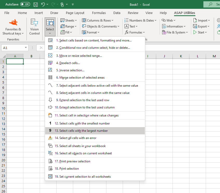 Select  ›  13 Select cells with the largest number