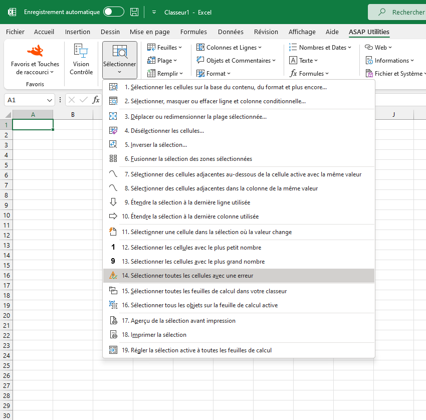 Sélectionner  ›  14 Sélectionner toutes les cellules avec une erreur