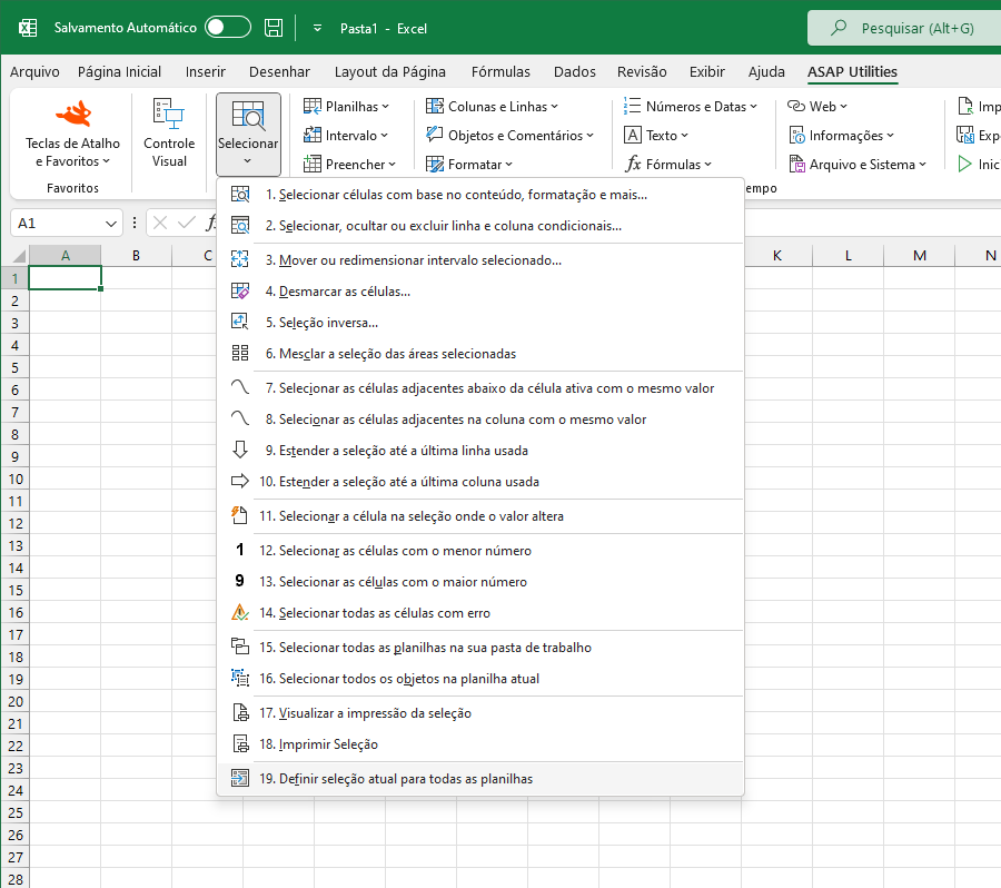 Selecionar  ›  19 Definir seleção atual para todas as planilhas