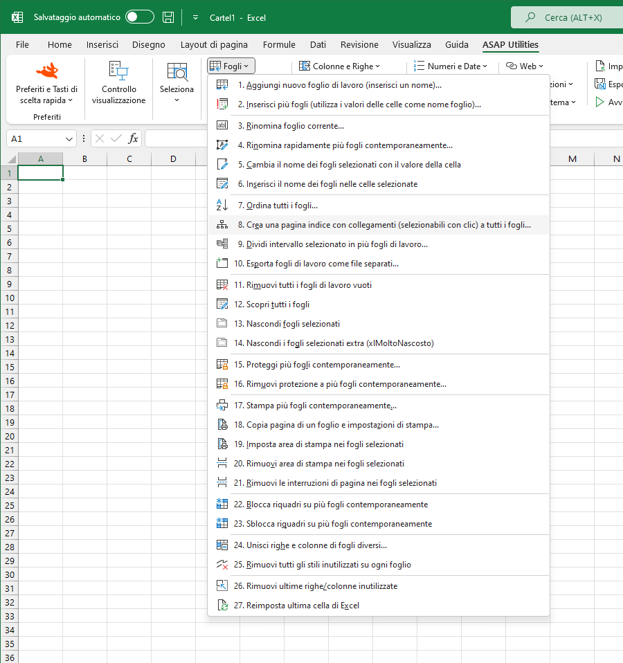 Fogli  ›  8 Crea una pagina indice con collegamenti (selezionabili con clic) a tutti i fogli...