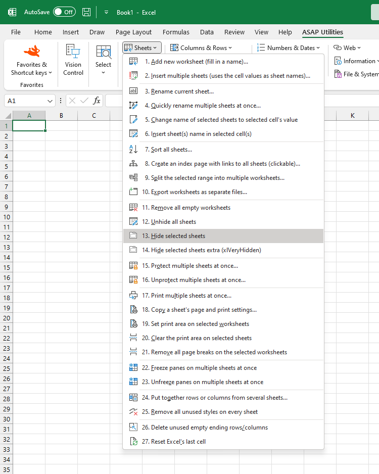 Sheets  ›  13 Hide selected sheets