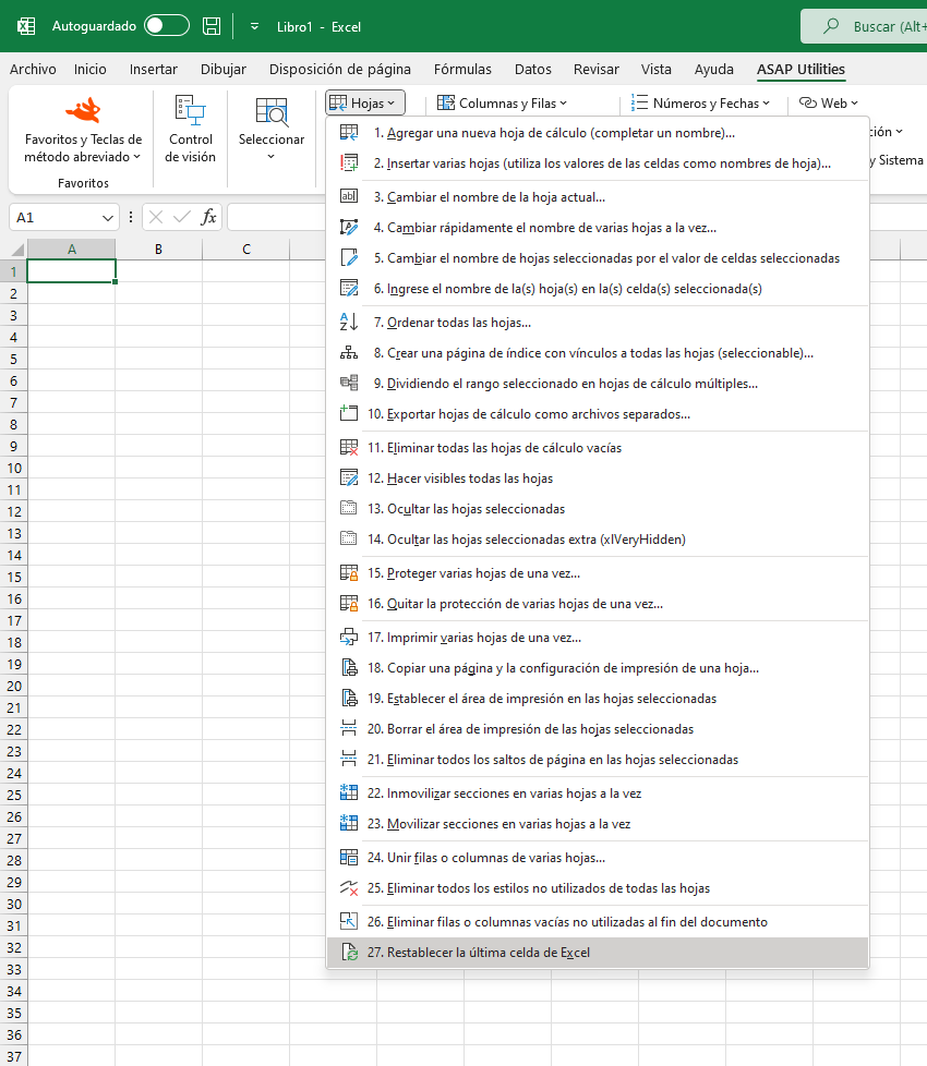 Hojas  ›  27 Restablecer la última celda de Excel