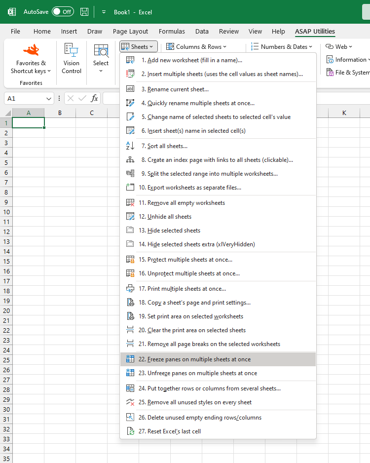 Sheets  ›  22 Freeze panes on multiple sheets at once