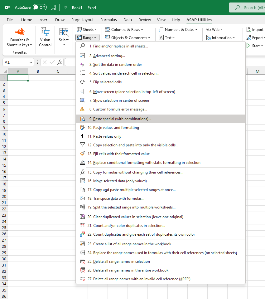 Range  ›  9 Paste special (with combinations)...