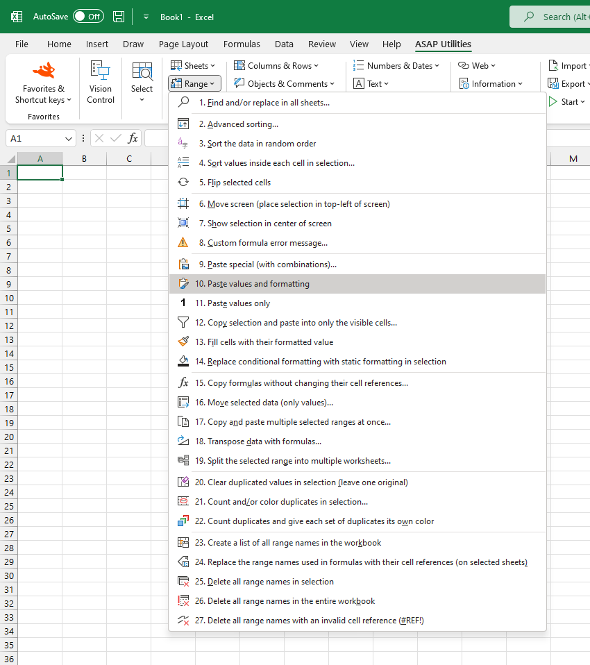 Range  ›  10 Paste values and formatting