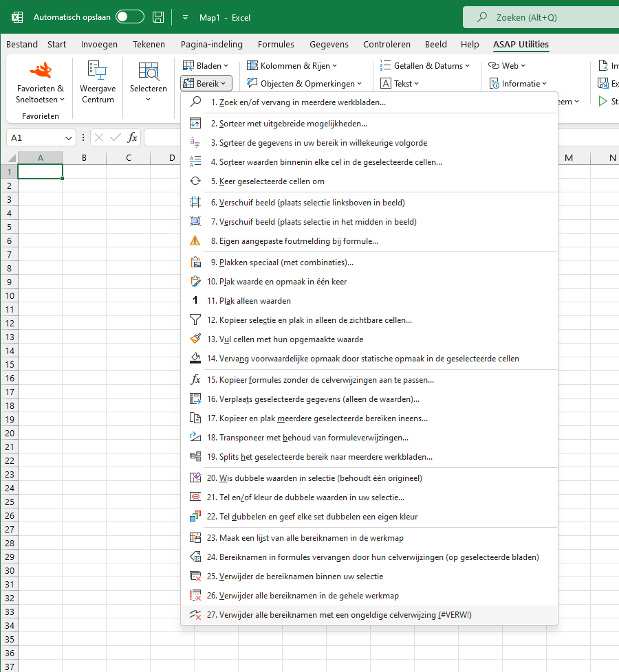 Bereik  ›  27 Verwijder alle bereiknamen met een ongeldige celverwijzing (#VERW!)