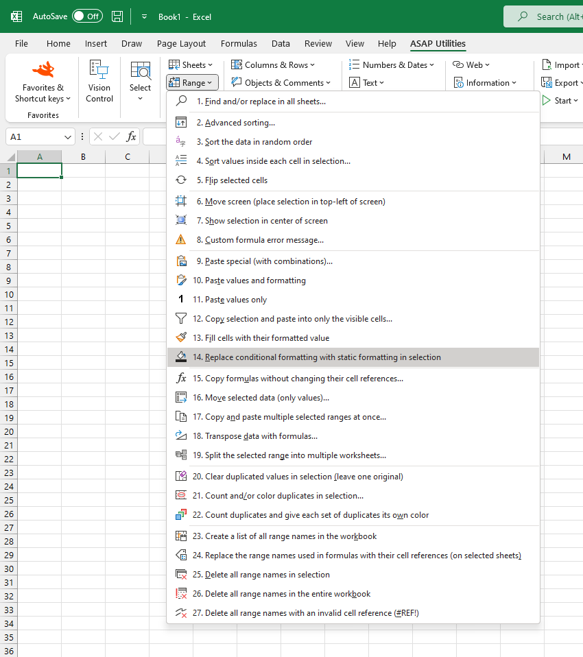 Range  ›  14 Replace conditional formatting with static formatting in selection