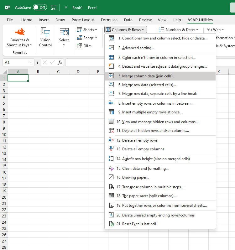 Columns & Rows  ›  5 Merge column data (join cells)...