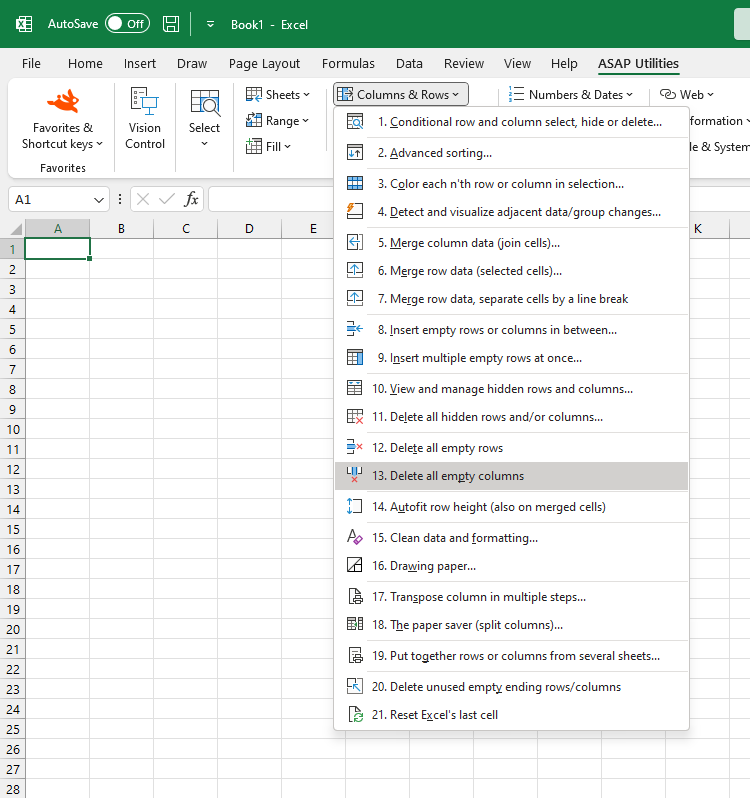 Columns & Rows  ›  13 Delete all empty columns