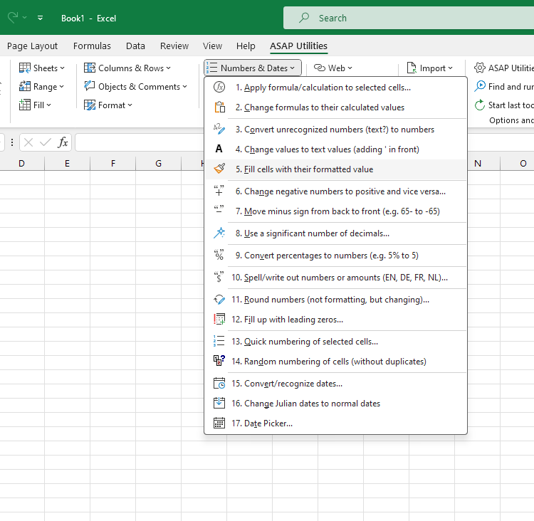 Numbers & Dates  ›  5 Fill cells with their formatted value