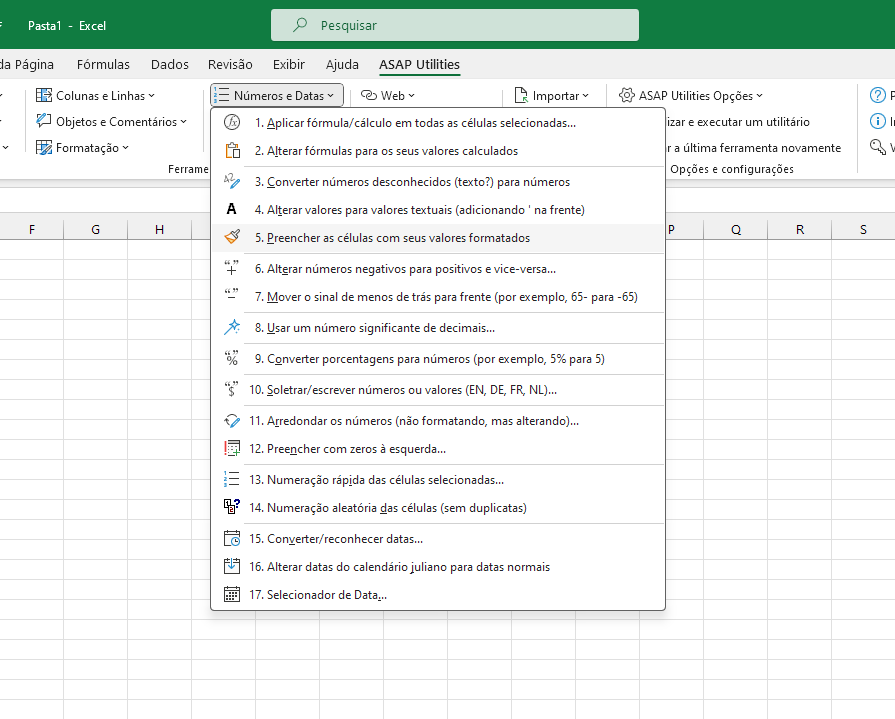 Números e Datas  ›  5 Preencher as células com seus valores formatados