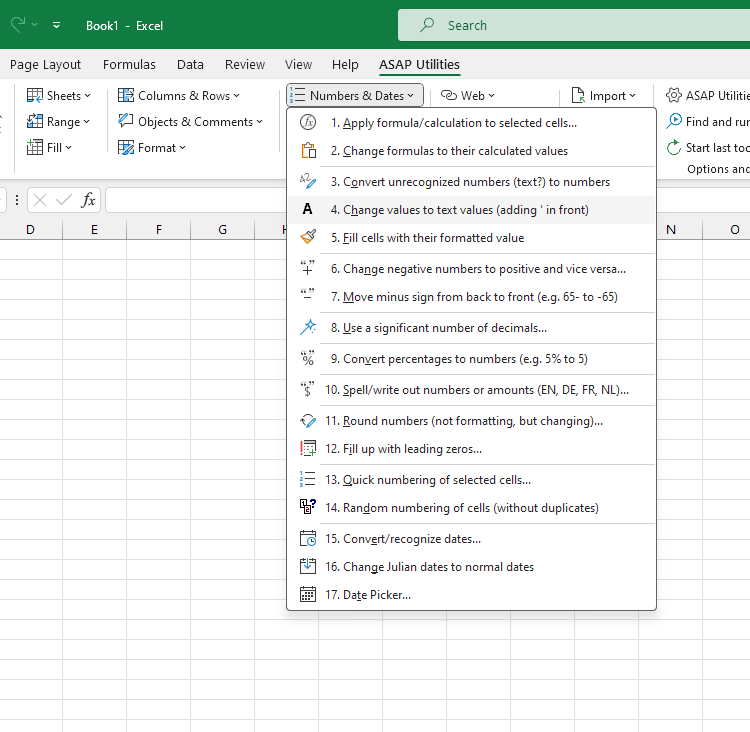 Numbers & Dates  ›  4 Change values to text values (adding ' in front)