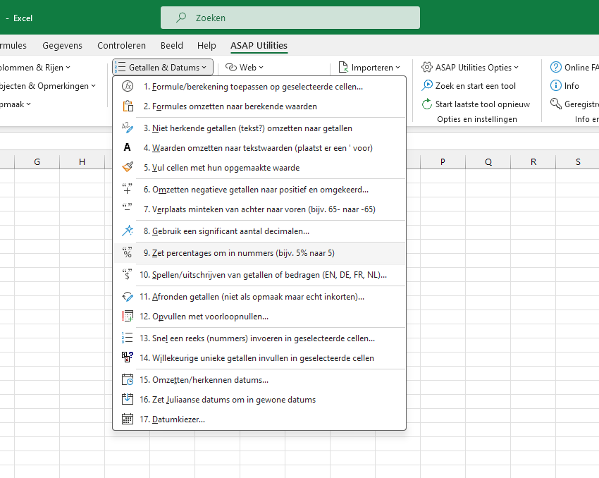 Getallen & Datums  ›  9 Zet percentages om in nummers (bijv. 5% naar 5)