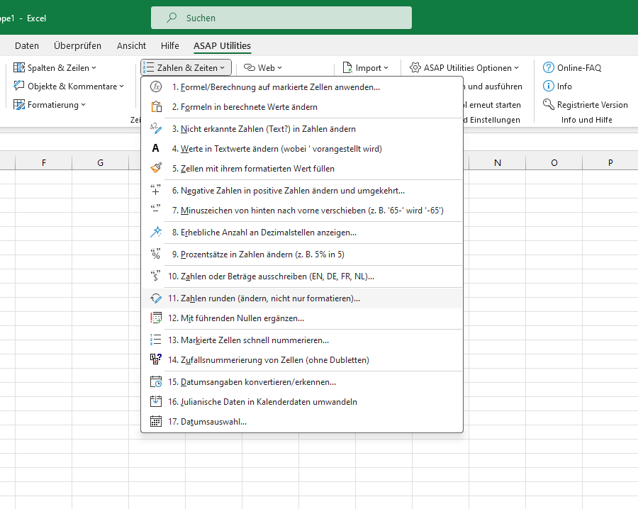 Zahlen & Zeiten  ›  11 Zahlen runden (ändern, nicht nur formatieren)...