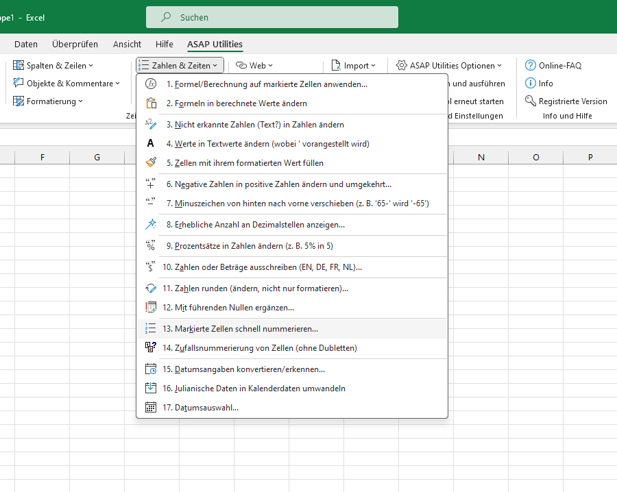 Zahlen & Zeiten  ›  13 Markierte Zellen schnell nummerieren...