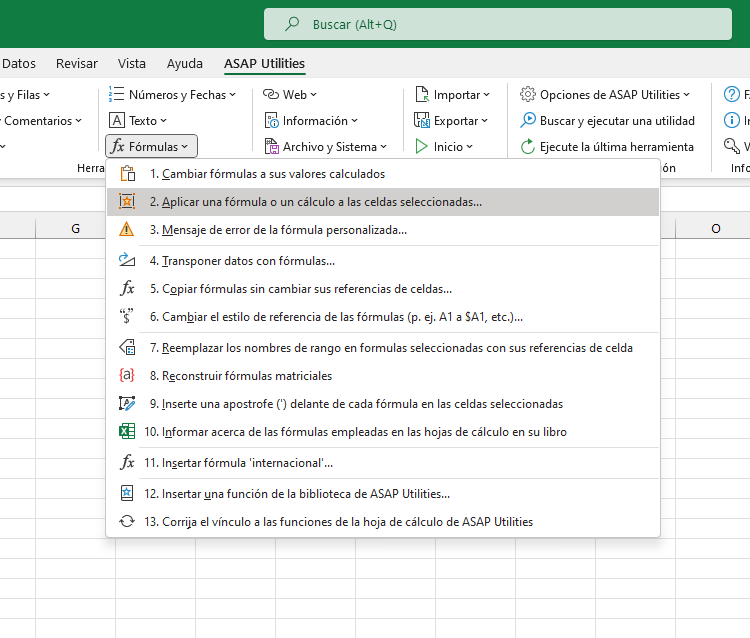 Fórmulas  ›  2 Aplicar una fórmula o un cálculo a las celdas seleccionadas...