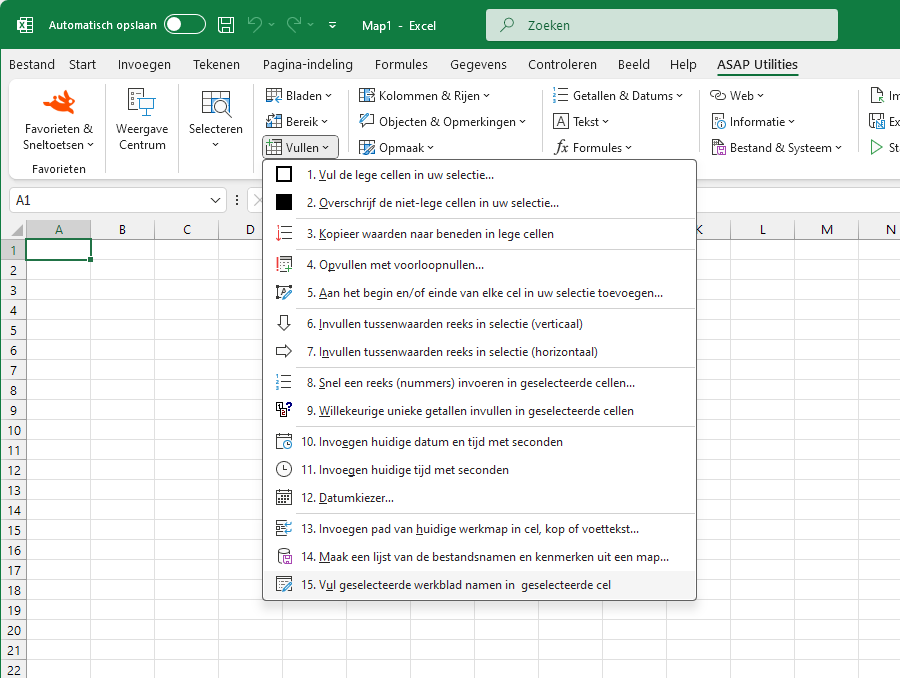 Vullen  ›  15 Vul geselecteerde werkblad namen in  geselecteerde cel