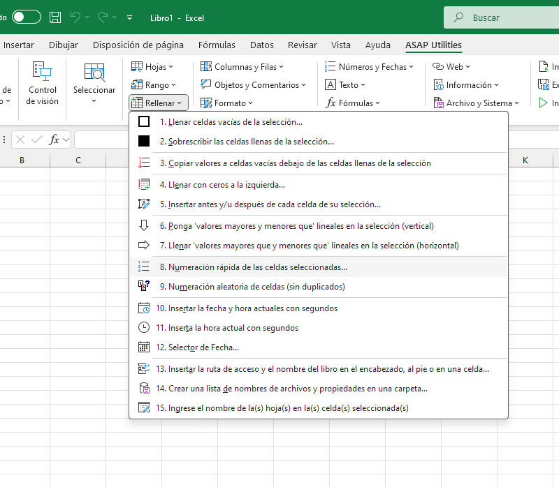 Rellenar  ›  8 Numeración rápida de las celdas seleccionadas...