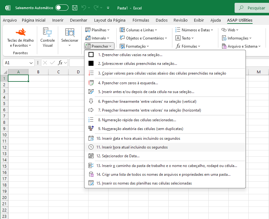 Preencher  ›  11 Inserir hora atual incluindo os segundos