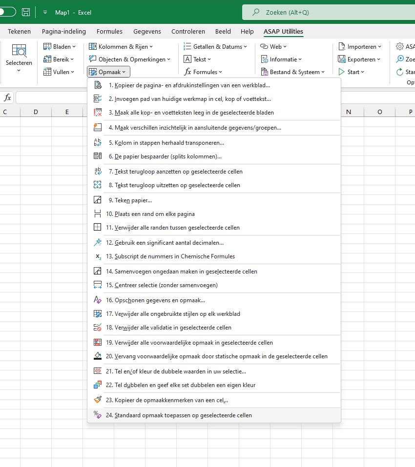 Opmaak  ›  24 Standaard opmaak toepassen op geselecteerde cellen
