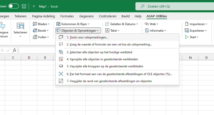 Objecten & Opmerkingen  ›  1 Tools voor celopmerkingen...