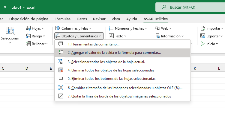 Objetos y Comentarios  ›  2 Agregar el valor de la celda o la fórmula para comentar...