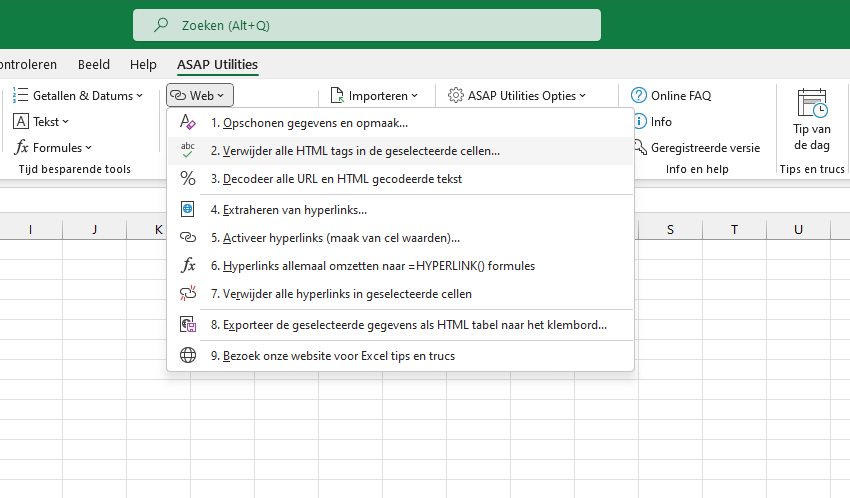 Web  ›  2 Verwijder alle HTML tags in de geselecteerde cellen...