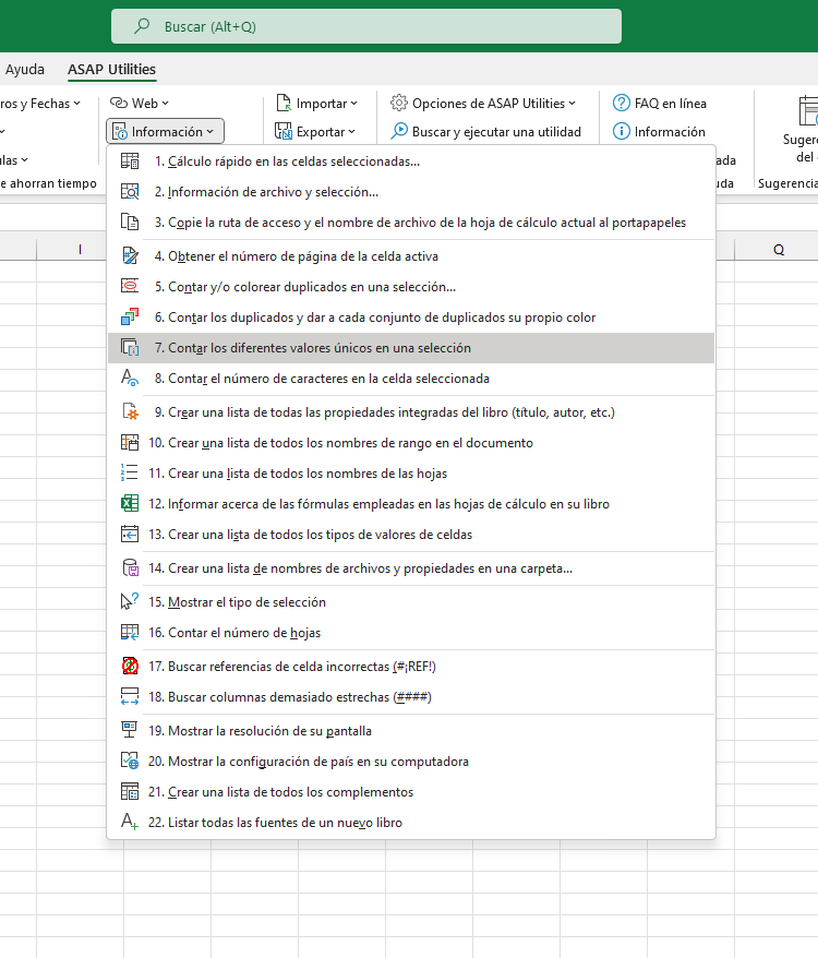 Información  ›  7 Contar los diferentes valores únicos en una selección